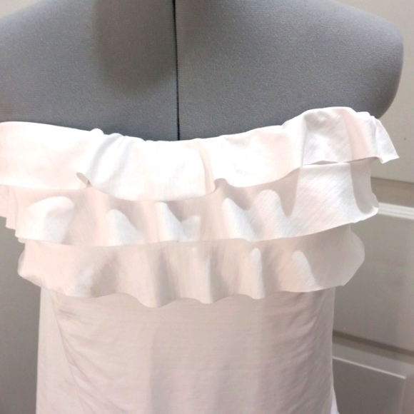 Mossimo White Cropped Ruffled Strapless Top Size Med - Picture 2 of 4